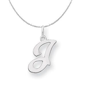 Silver, Sophia Collection, Small Script Initial J Necklace - 24 In